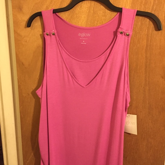 New Maternity/Nursing Snap Shoulder Tank XL Barbie Pink NWT - Picture 3 of 9